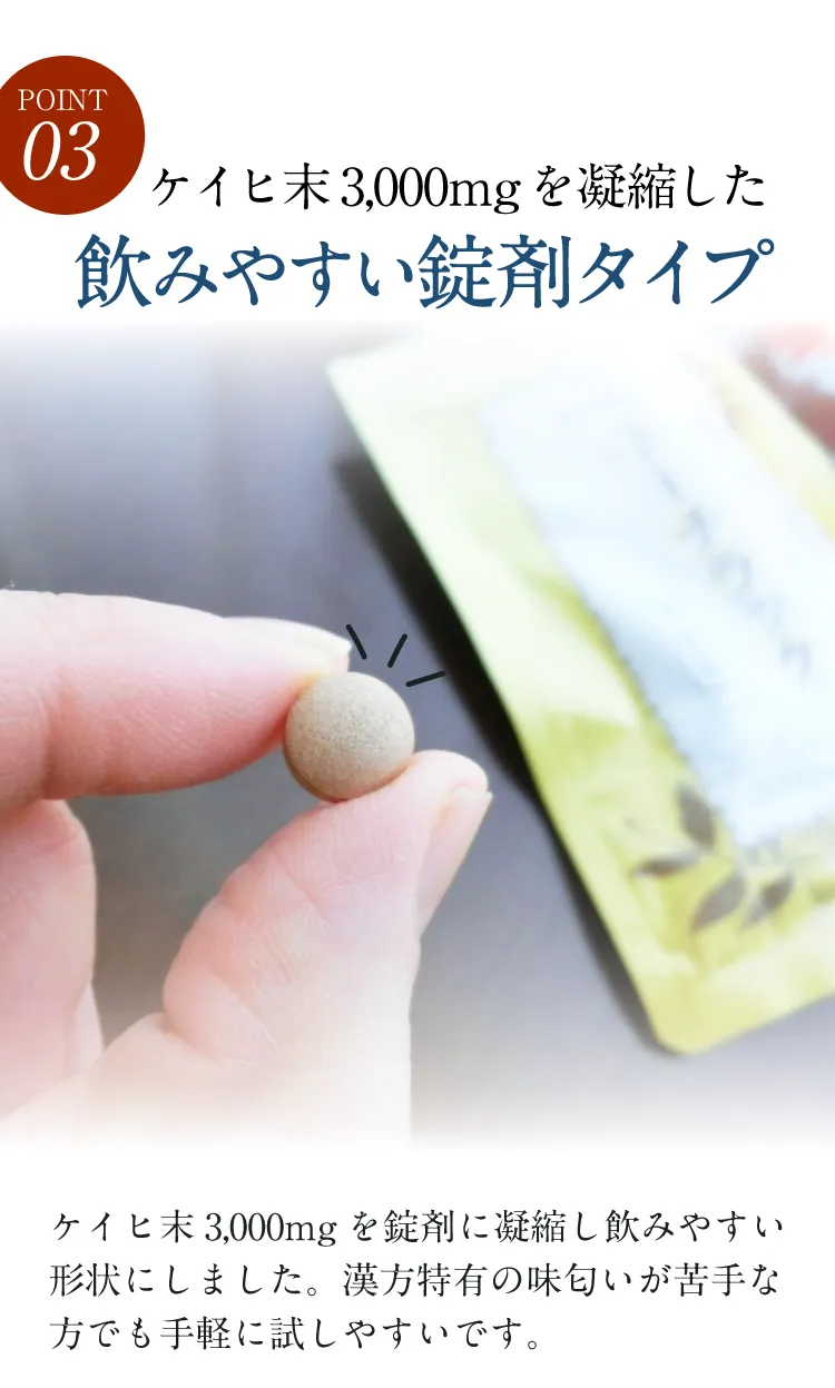 POINT3 ケイヒ末3,000mgを凝縮した飲みやすい錠剤タイプ